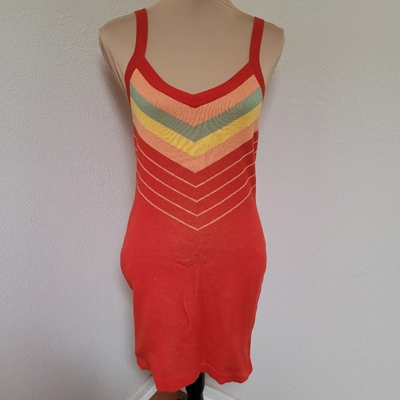 Modcloth Red Rainbow Striped Sweater Dress - Picture 2 of 6